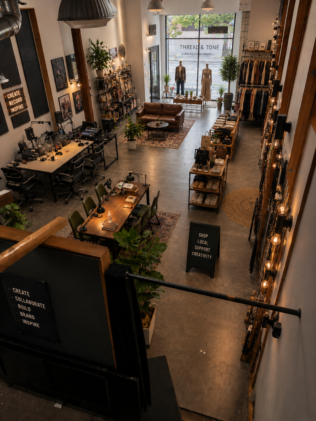 Heirloom Creative Corner workspace and curated marketplace interior
